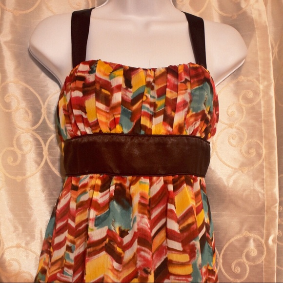 Trixxi Empire Sleeveless Ribbon Chevron Dress - Picture 5 of 8